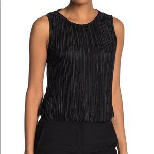 Everleigh Black Crinkle Pleated Crop Top Tank Women's Size X-Large